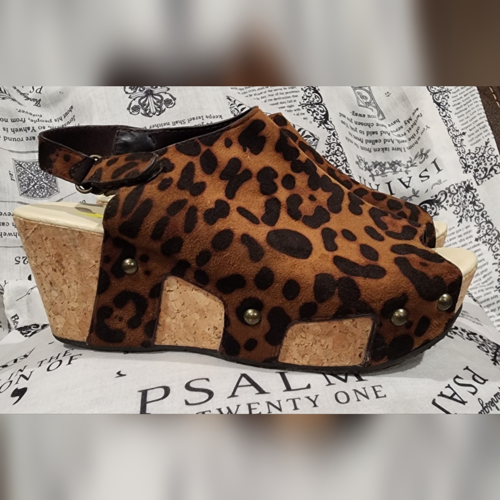 Leopard Print Clogs with Cork Sole